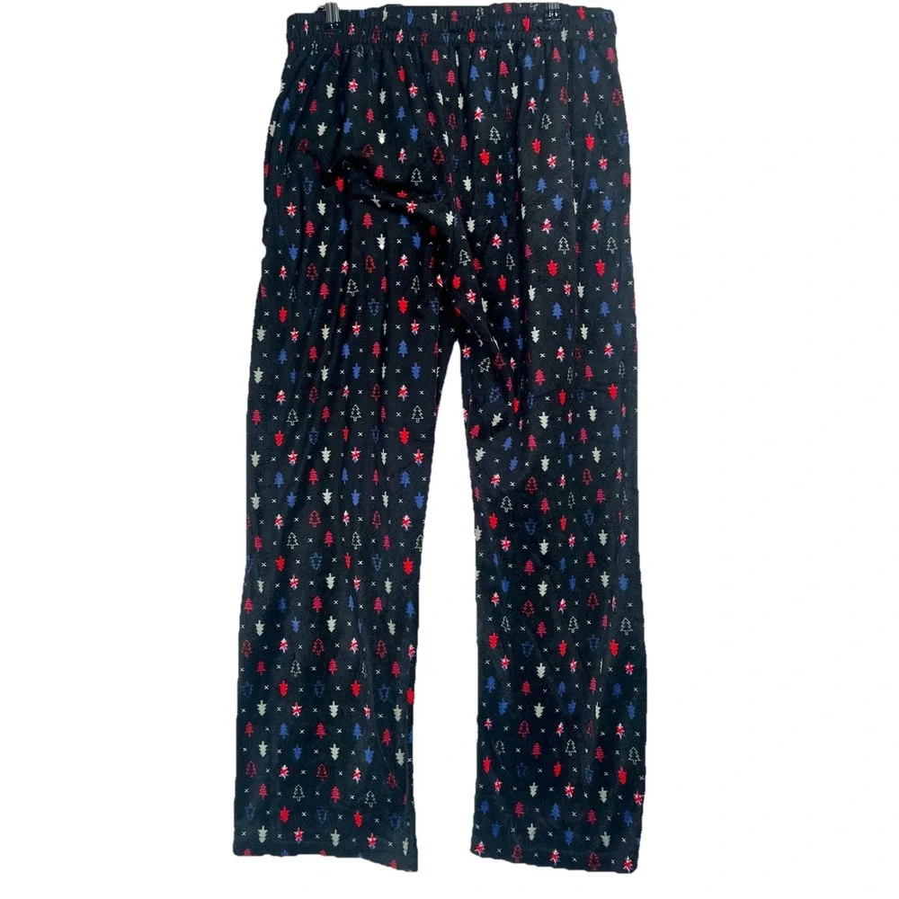 English Laundry Mens XL Pajama Pants Black Fleece Christmas Tree Union Jack Soft